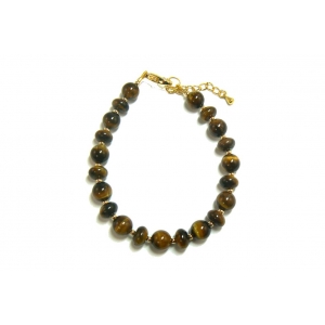 Tiger's Eye Bracelet - Rondelle And Round Beads Tiger's Eye Bracelet - Rondelle And Round Beads